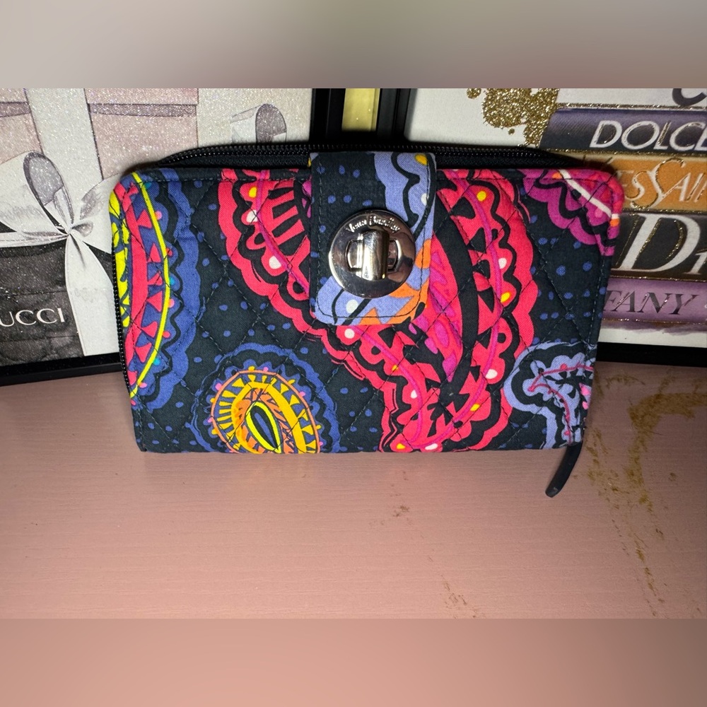 Vera Bradley Black and Pink Paisley Wallet